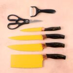 6 Pcs Professional Kitchen Knife Set with Chef Knives, Cleaver, Peeler & Scissors - Image 6