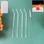 4 Pcs Reusable Glass Straws with 1 Cleaning Brushes