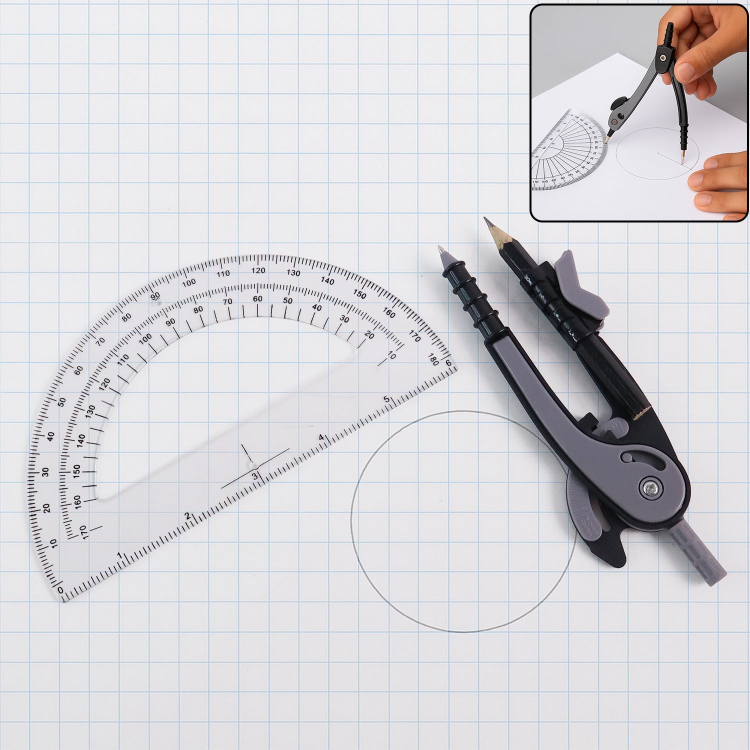 01_08300942-4d27-419e-8114-0dc53f2353c7 2-Piece Geometry Protractor Set with Lock and Transparent Protractor - Image 1