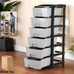 6-Layer Heavy-Duty Plastic Drawer Organizer Cabinet with Stone Texture Drawers