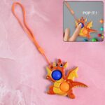 2-Bubble Dragon-Shaped Push Pop Fidget Toy with Strap (1 Pc)