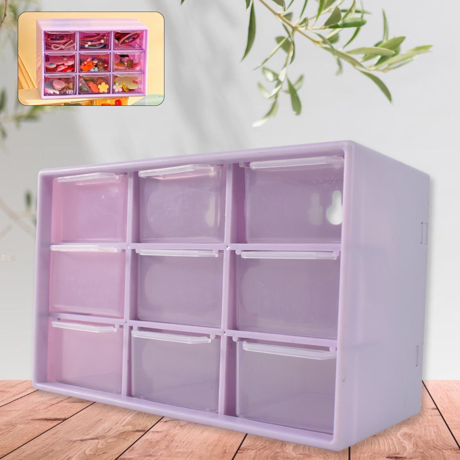 01_27c1726a-2303-4469-ad56-40bbc2a6fd23 Plastic Compact Drawer Organizer for Jewellery (9 Compartment) - Image 1