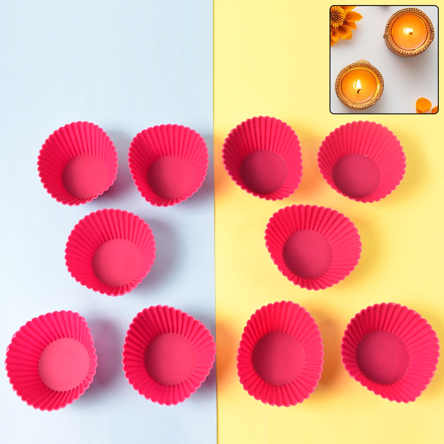 01_285e83dc-a9b0-4b15-bc34-046d07851f1f Silicone Cup Cake Mould (10 Pcs Set) - Image 1