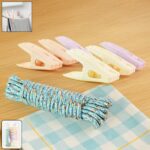 Clothesline Rope with 6 Clips – 6 Meter Approx Heavy Duty Laundry Drying Rope with Clip