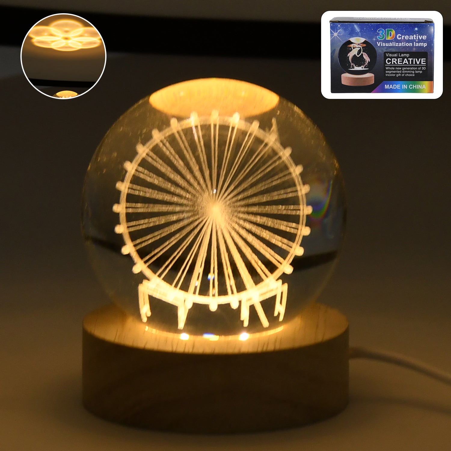 01_2ee8b9cb-e66f-419e-8d00-c9a3bc485a33 Mela Crystal Ball Night Light Glass Ball Night Lamp with Wood Base - Image 1