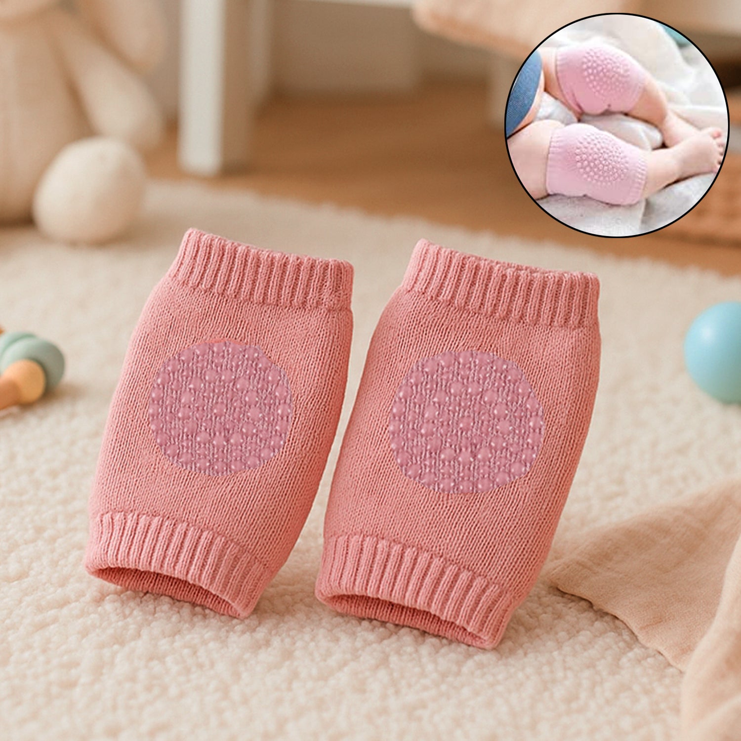 01_39986186-ba88-4e7b-9d69-ef3360c0c772 Pink Toddler Wool Knit Leg Warmer (Knee Guard) - Image 1