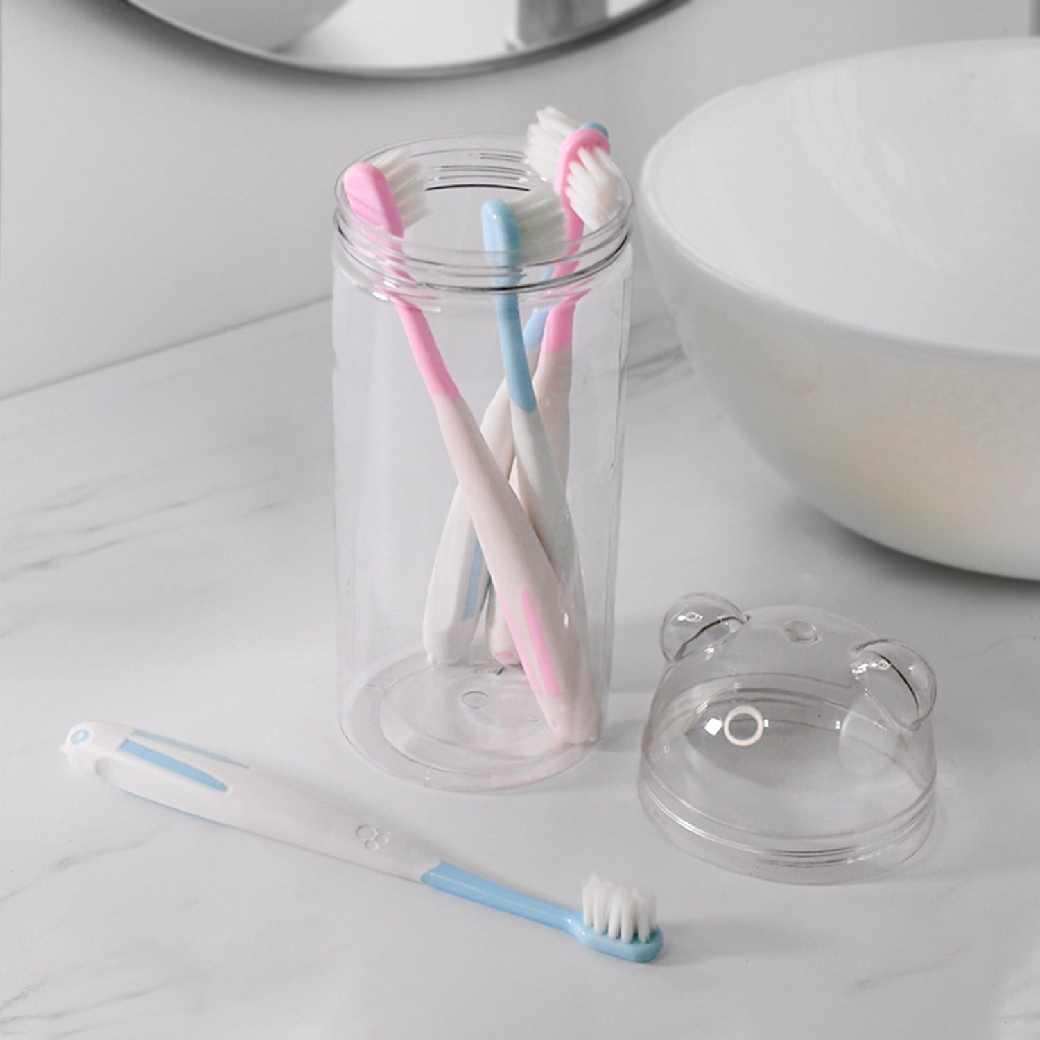 01_412737ba-44b1-4c9c-bbee-d92c6d83413b Multipurpose Travel-Friendly Toothbrush Holder with 5 Soft Bristle Toothbrushes - Image 1