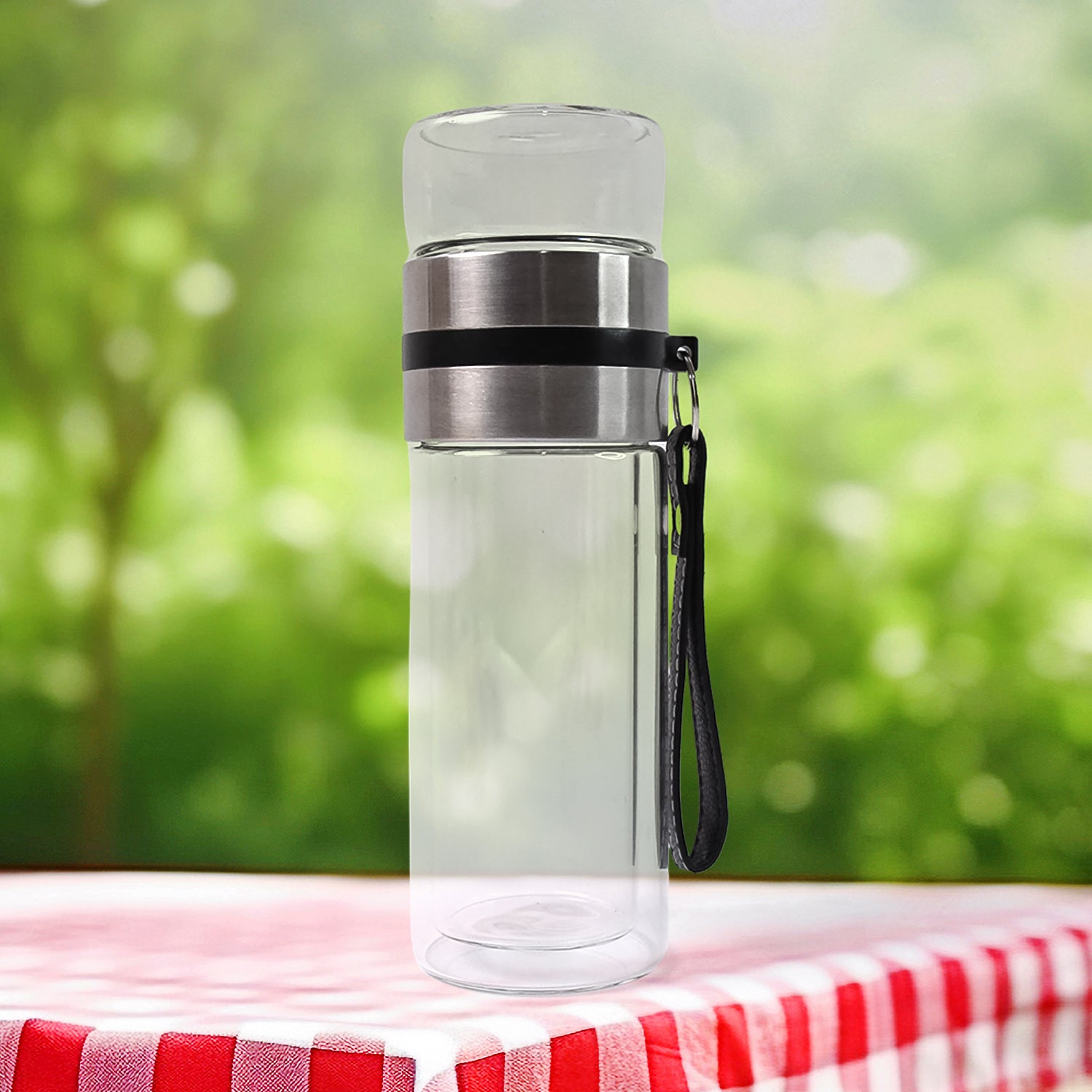 01_4a21da0e-8e6a-4bd5-8da0-9a0c3439c815 Glass Tea Infuser Bottle. Double Wall Outdoor sport Glass water bottle (550ml) - Image 1