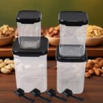 Plastic Air Tight Containers Storage (4 Pc Set With 4 Spoon)