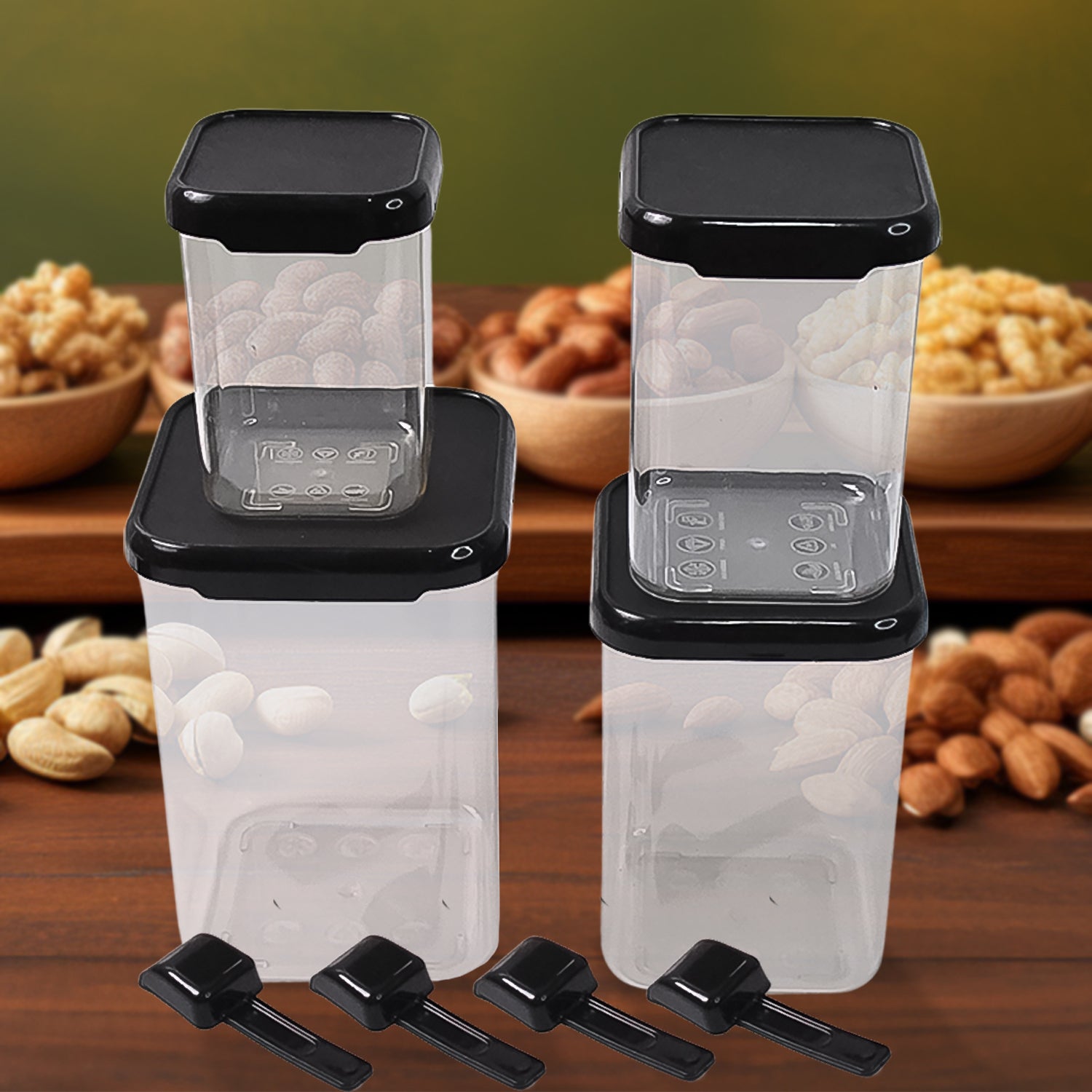 01_51dd7c8d-afba-4060-8b65-7c83b8925bc6 Plastic Air Tight Containers Storage (4 Pc Set With 4 Spoon) - Image 1