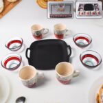 Healthy Choice Set Of 4pc Ceramic Cup And 4pc Glass Bowl With Plastic Plate (9 Pcs Set)