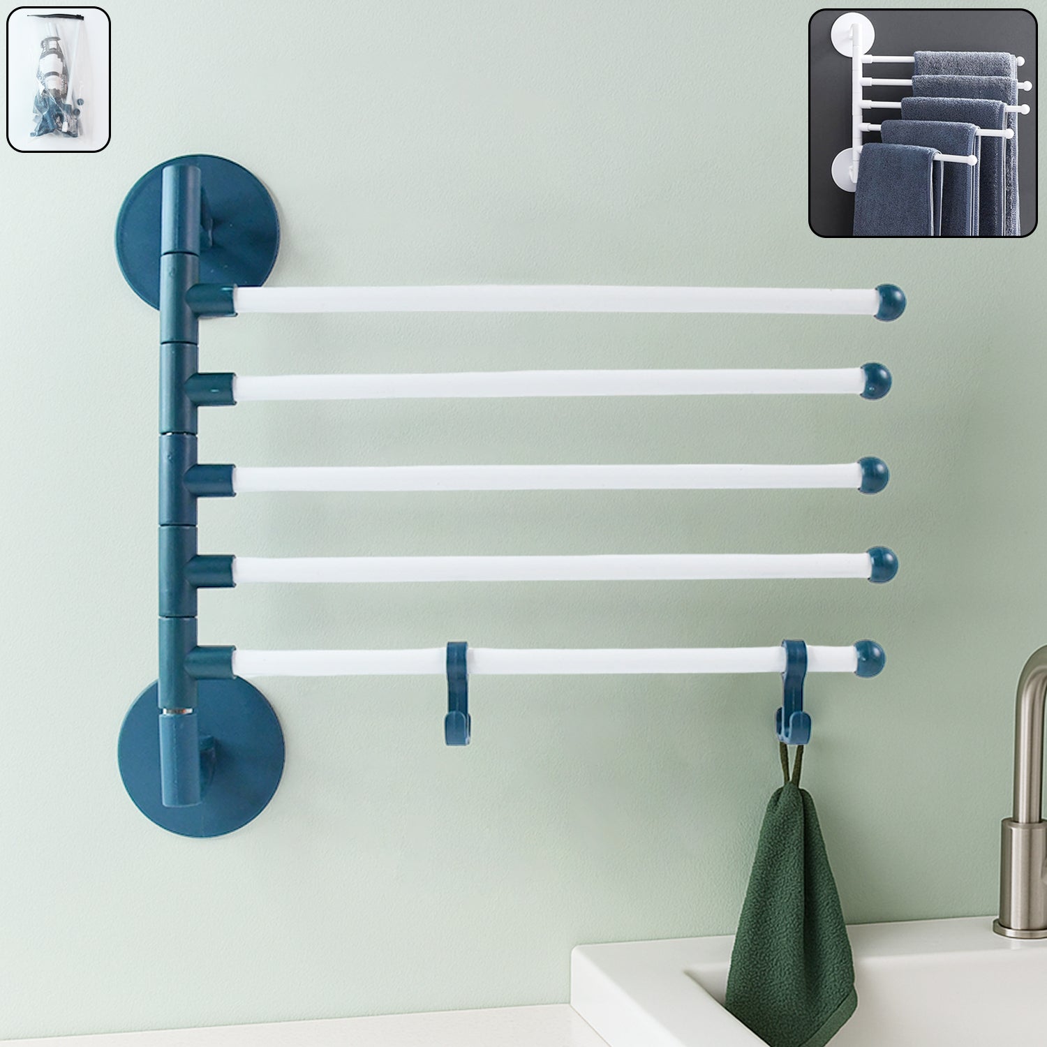 01_56097e90-e1ab-4a8f-ade7-93710285ec53 Rotating Bar Wall Mounted Swivel Towel Rack - Image 1