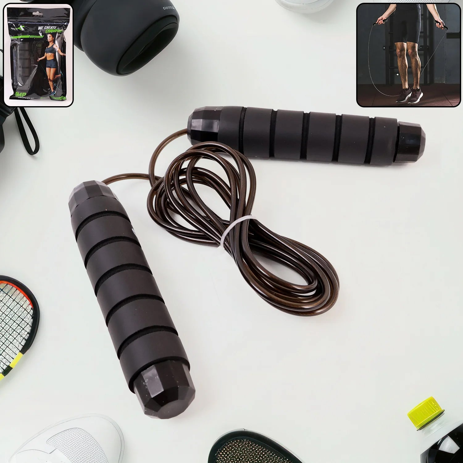 01_611d27e2-1cf3-4f66-beaf-20c8caf940b1 High-Speed Skipping Rope with Foam Padded Handles (1 Pc) - Image 1