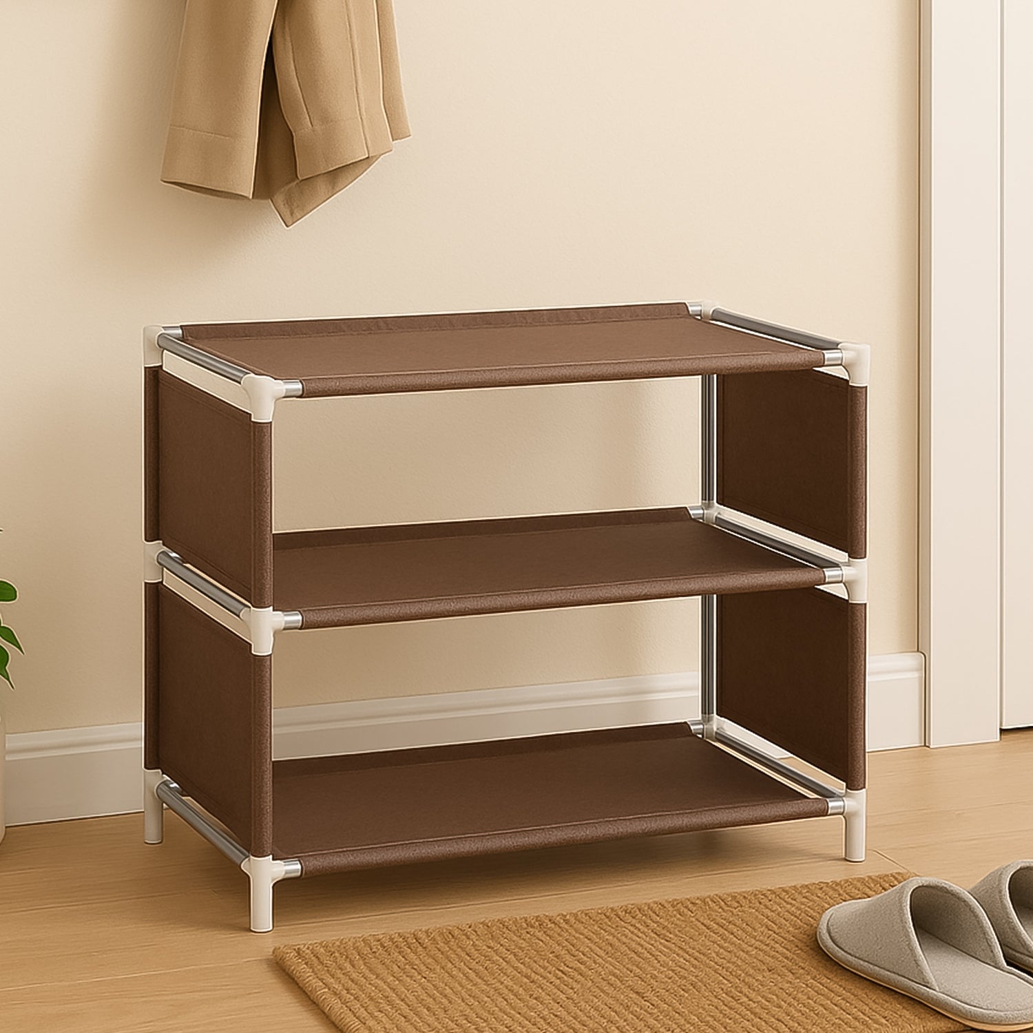 01_64dc34f5-1a98-4d04-9a5d-73645cc3024d Modular Fabric Shoe Rack 3layer - Image 1