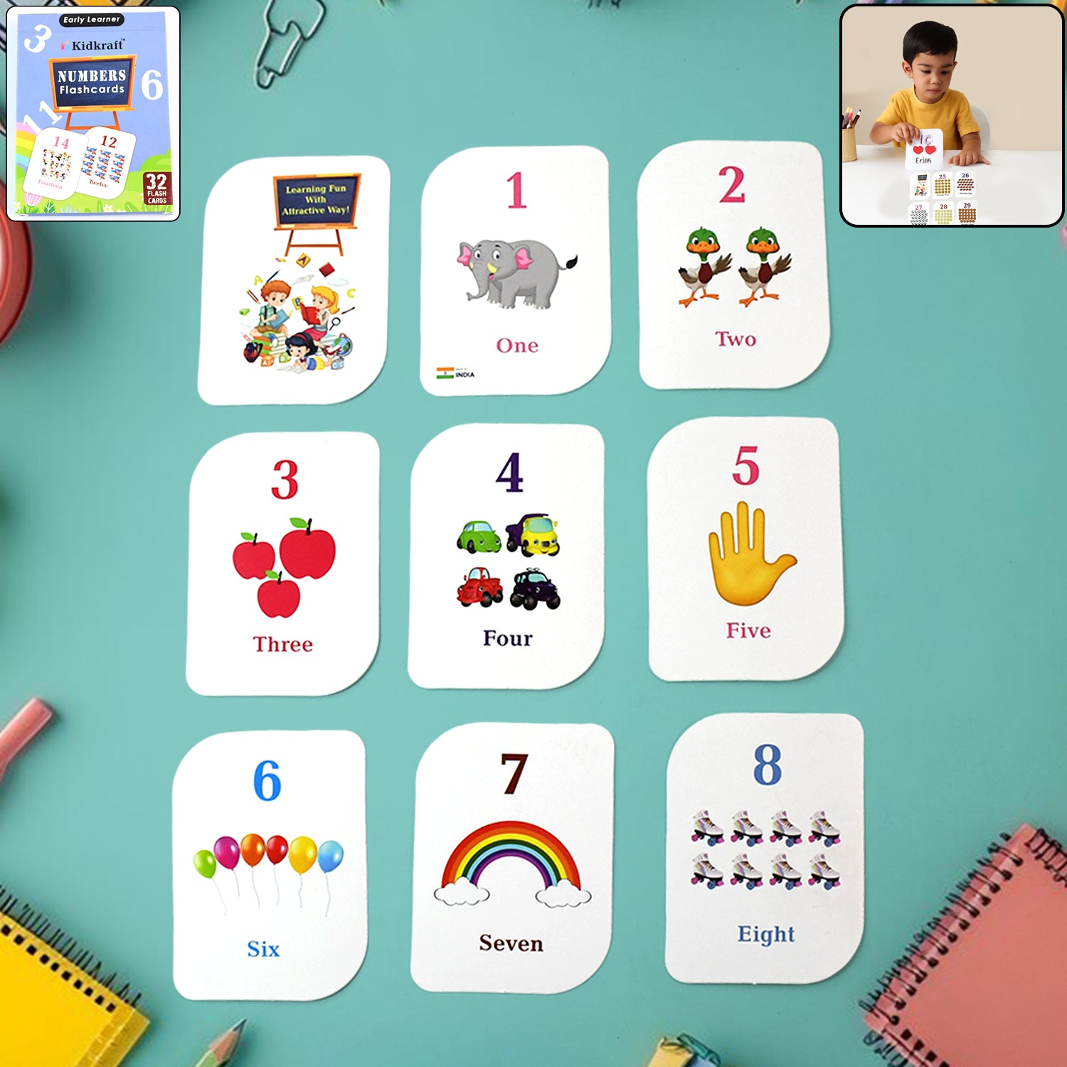 01_654d75af-6a91-43f4-b6b3-171264fc5e98 Kid kraft Early Learner 32-Piece Number Flashcard Set - Image 1