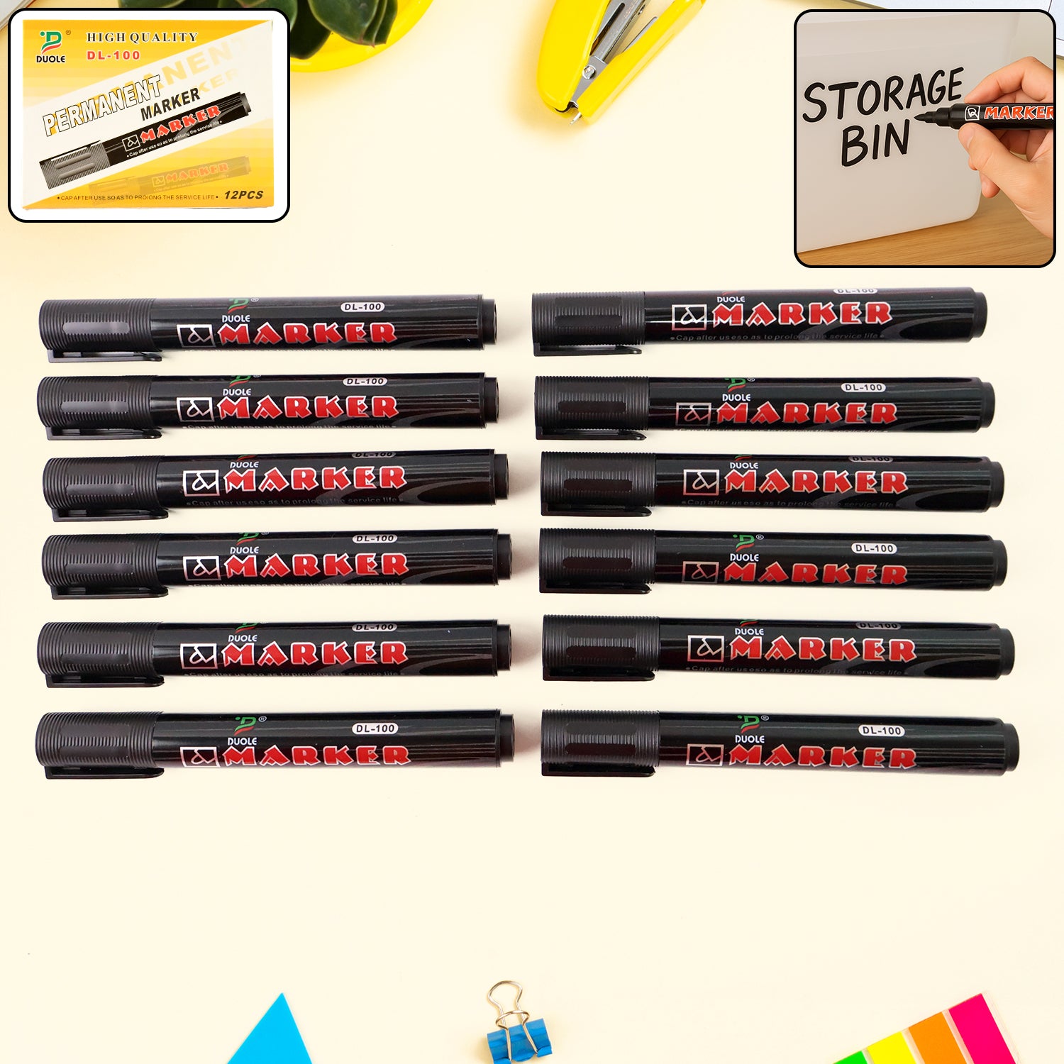 01_679093da-391d-4822-ae8f-ff704dac774f Premium Permanent Black Marker Pen Set (12 Pcs Set) - Image 1