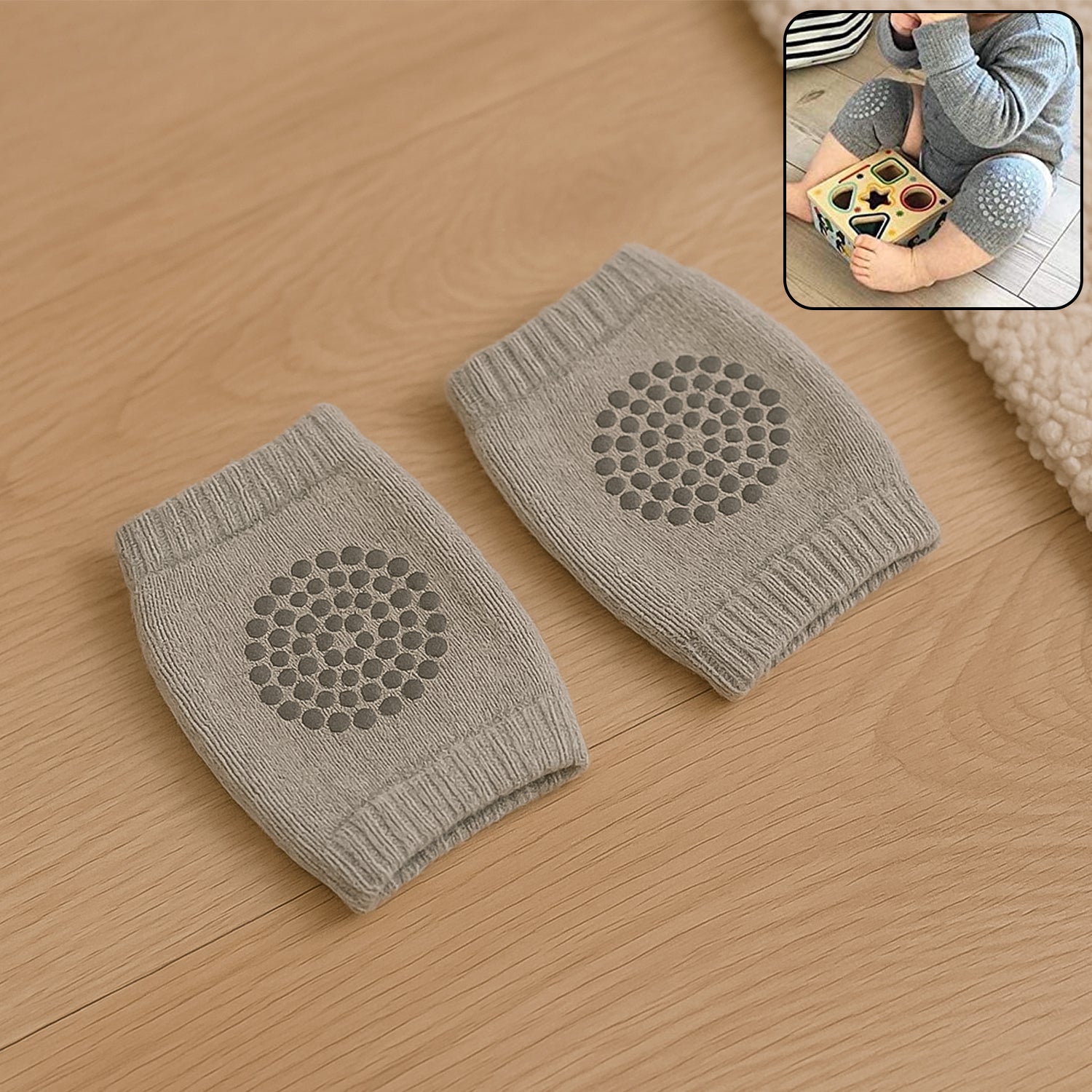 01_701271ff-d475-469a-b1cf-aac1dfd0fe5f Light Grey Toddler Wool Knit Leg Warmer (Knee Guard) - Image 1