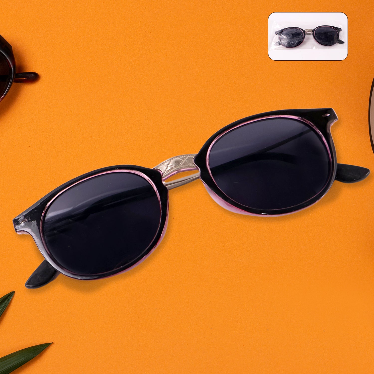 01_89944c14-a8af-4399-96f2-f9d8a7b13538 Pink UV Protected Round Sunglasses, classic Sunglasses for Men & Women, Lightweight - Image 1