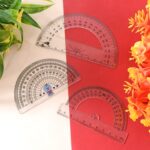 Multipurpose Transparent Plastic Protractor Set (3 Pcs Set)