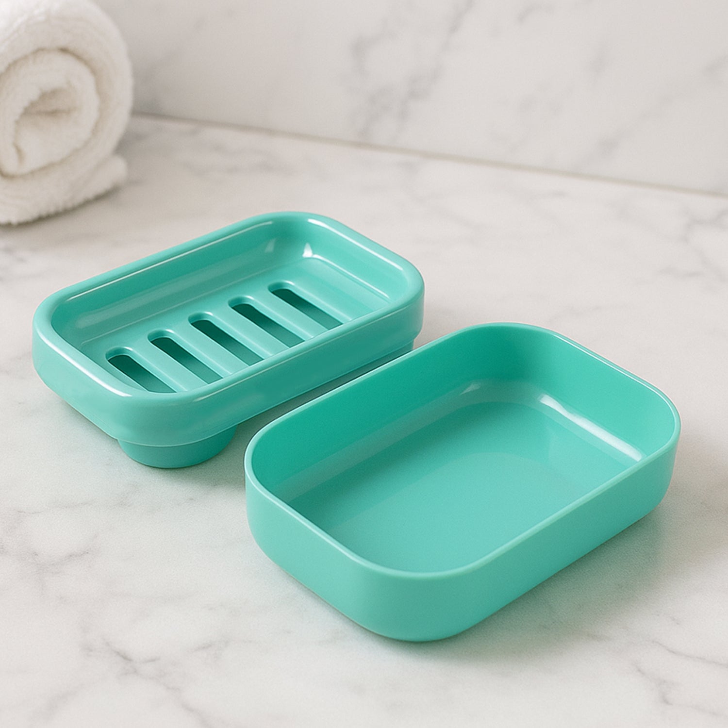01_940f66dc-2be9-46f4-bc30-a750bf19fd27 Premium Quality Rectangular Aqua Green Plastic Soap Case (1 Pc) - Image 1