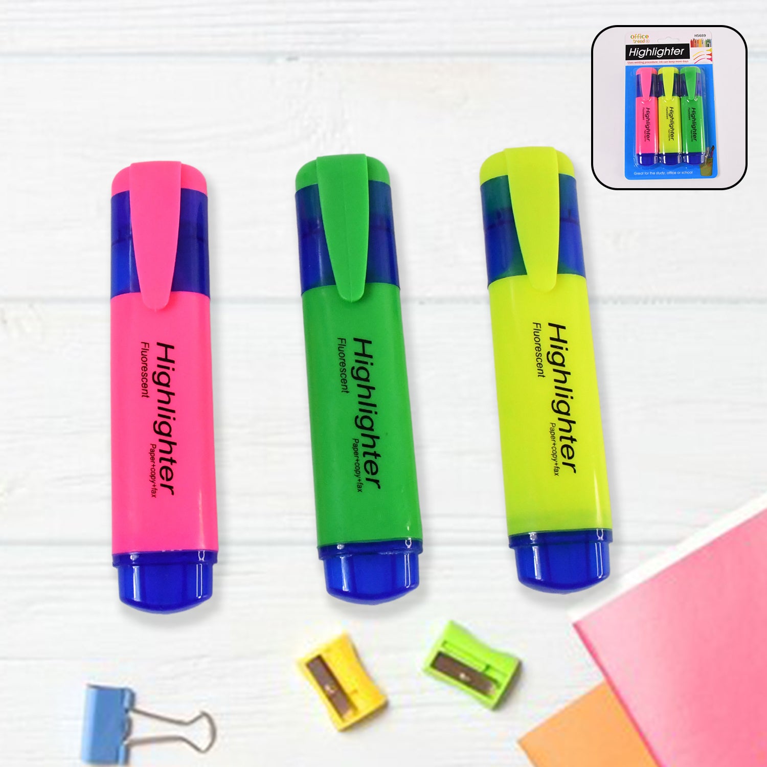 01_9c3f1d03-a11b-40c3-a26d-7dc04f9d283f Highlighter Pen, Assorted Colours Water Based Broad Tip Writing Marker (3 Pcs Set) - Image 1