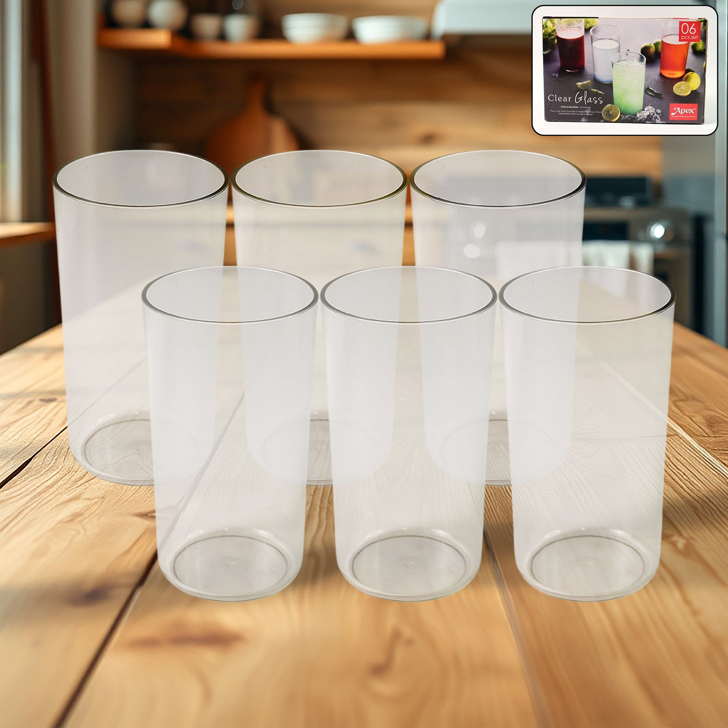 01_a58eeaf1-4c7e-4c8a-90ad-656abe64fbca Apex Clear Plastic Tumbler / Glass Set – 6-Piece Unbreakable - Image 1