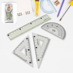 4-Piece Geometry Set, Triangle Ruler Protractor Straight Ruler