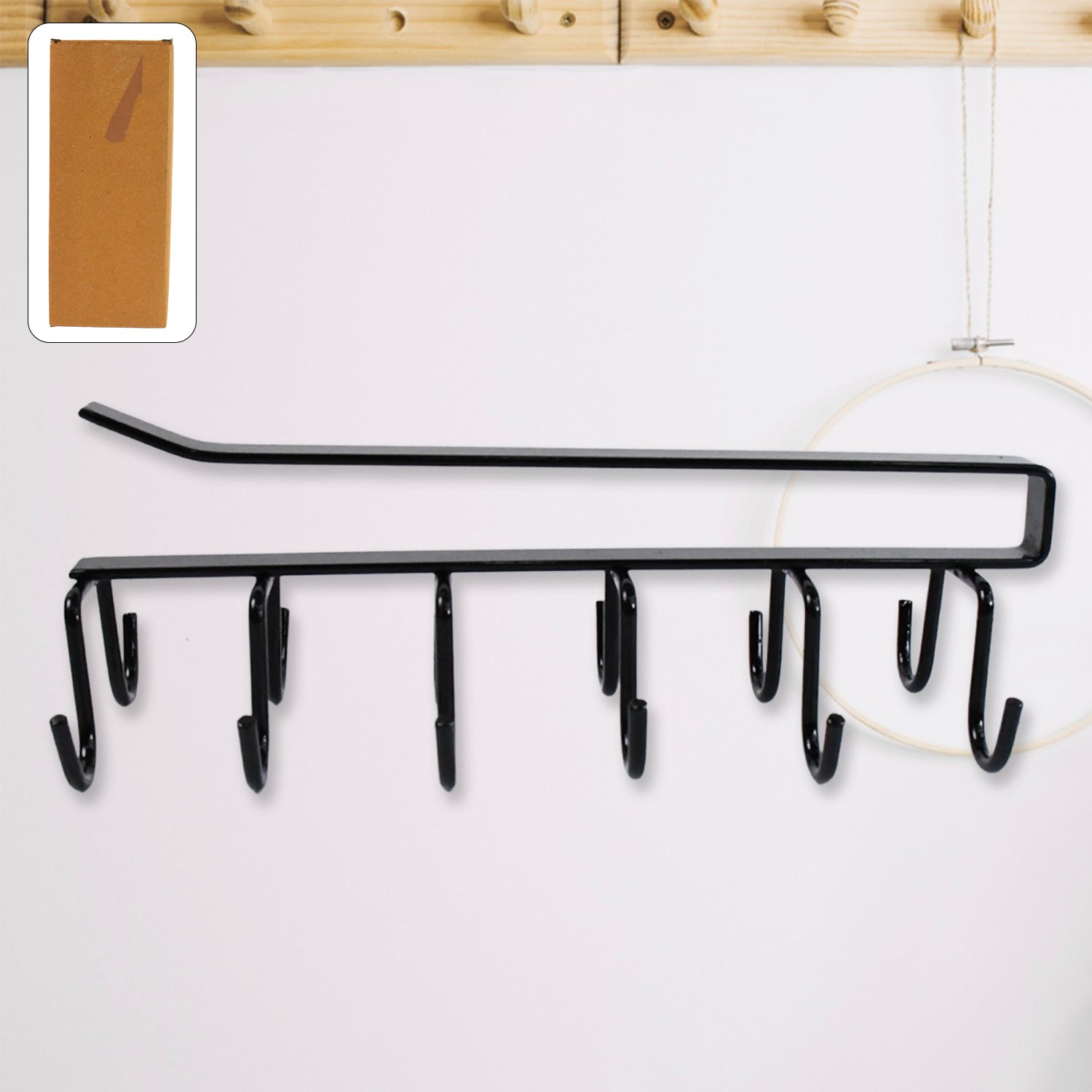 01_a9150d99-d205-41c4-a89c-808f4ddd61f5 Double-Row Metal cupholder Rack, Multi-Purpose Iron Hanger with 6 Hooks (1 Pc) - Image 1