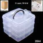 3-Tier 18 Sections Transparent Stackable Adjustable Compartment Slot Plastic Craft Storage Box - Image 2