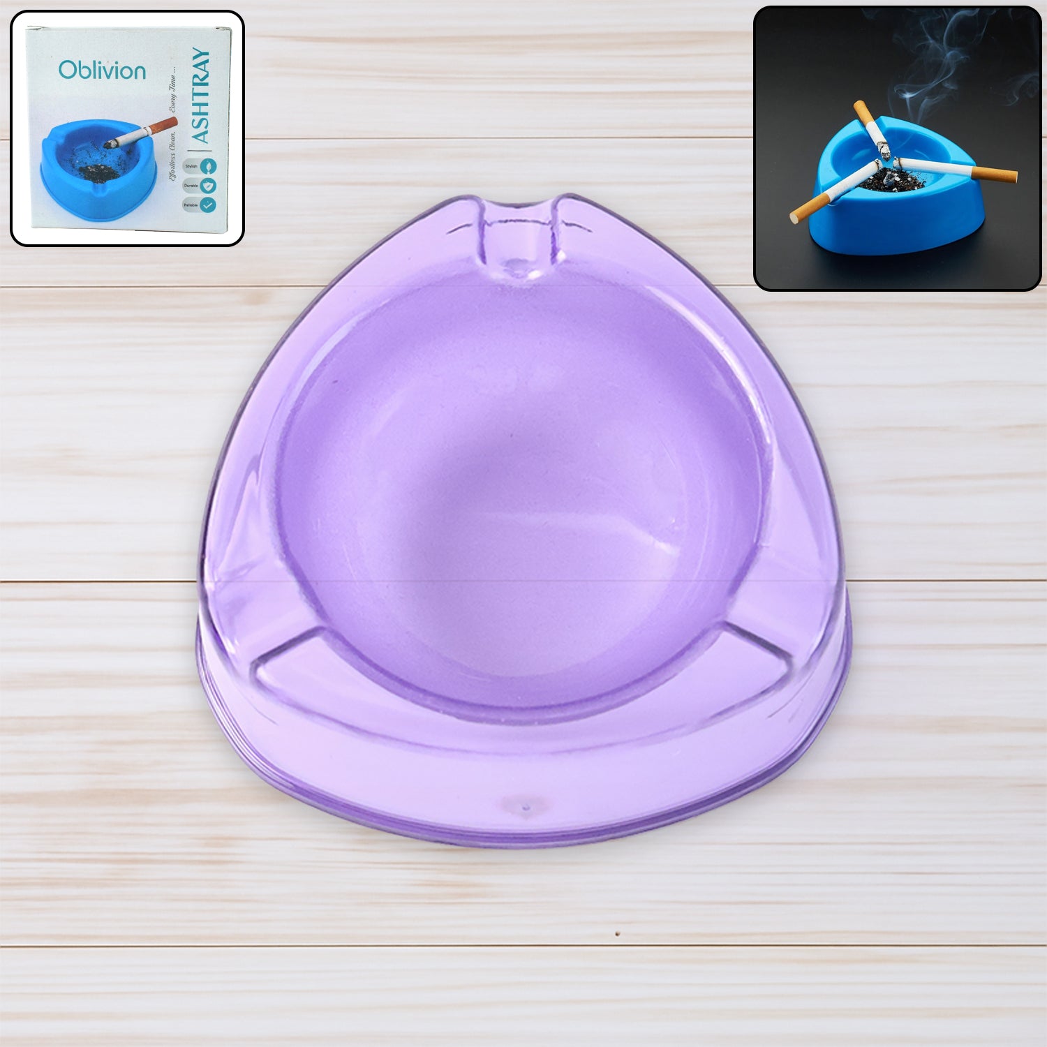 01_b1e47775-8dd3-48aa-8e23-5c16a9c30042 Oblivion Transparent Pueple Plastic Ashtray (1 Pc) - Image 1