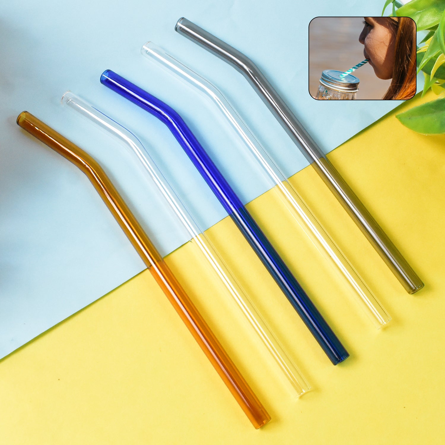 01_b4aff896-a7d8-4082-8f59-441dcb58a9d6 Reusable Glass Straws Clear Glass Drinking Straw (5 pcs Set) - Image 1