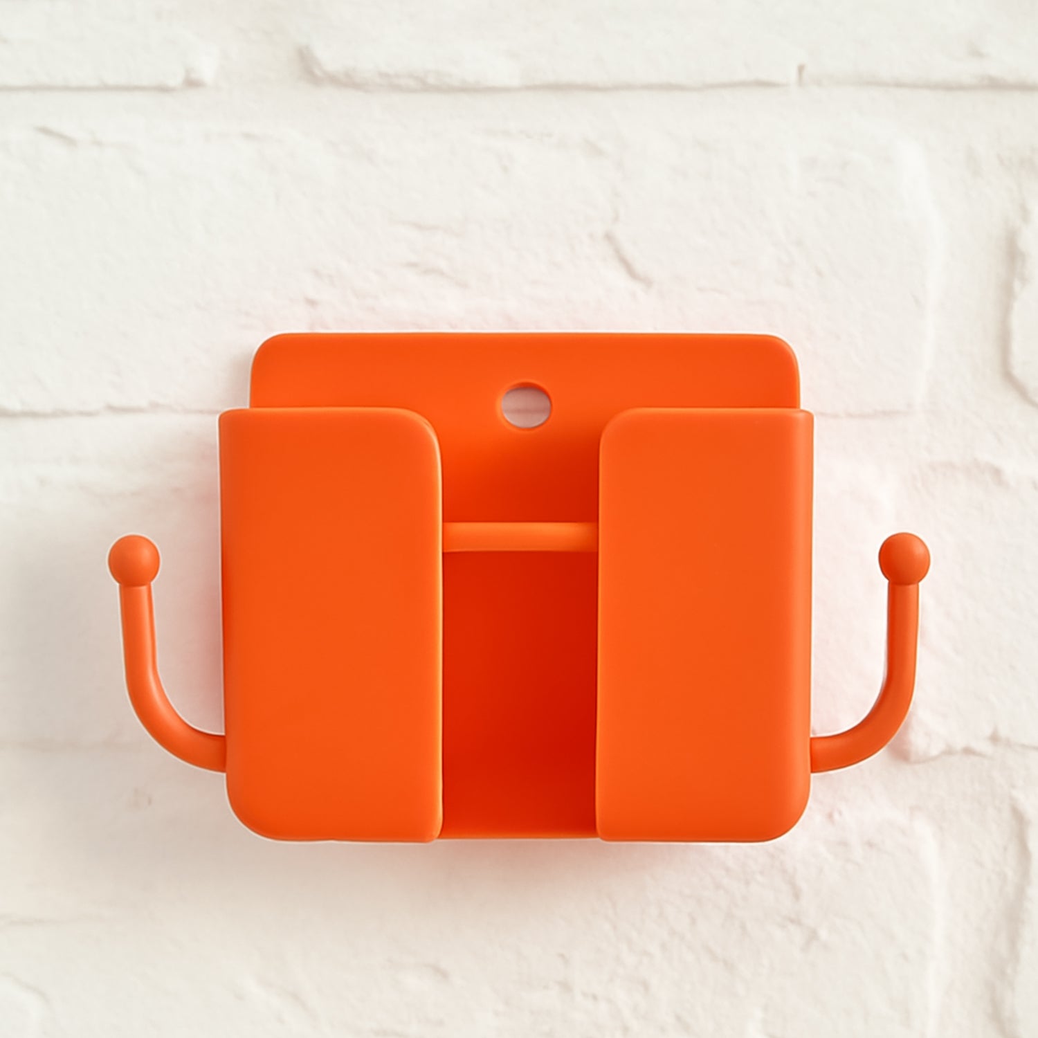 01_b93aa521-9ee8-4afa-902b-50493578dcb3 1 Pc Orange Wallmount Mobile Stand With Hook for and stuffs purposes. - Image 1