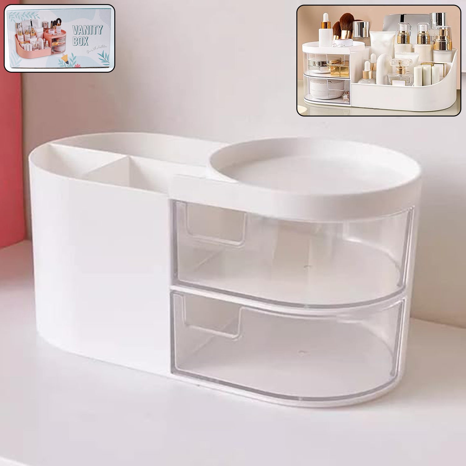 01_bda9371e-e685-4b07-9385-2d7d3dbdddca Multi-Functional Plastic Vanity Storage Box - Image 1