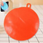 Red Silicone Dish Scrubber Sponge Mildew Free, Non Stick, Heat Resistant
