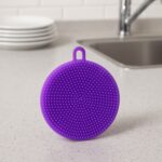 Purple Silicone Dish Scrubber Sponge Mildew Free, Non Stick, Heat Resistant