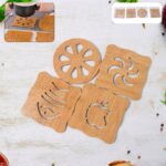 Wooden Table Coasters Tea Coasters (1 Pc / Mix Design) - Image 6