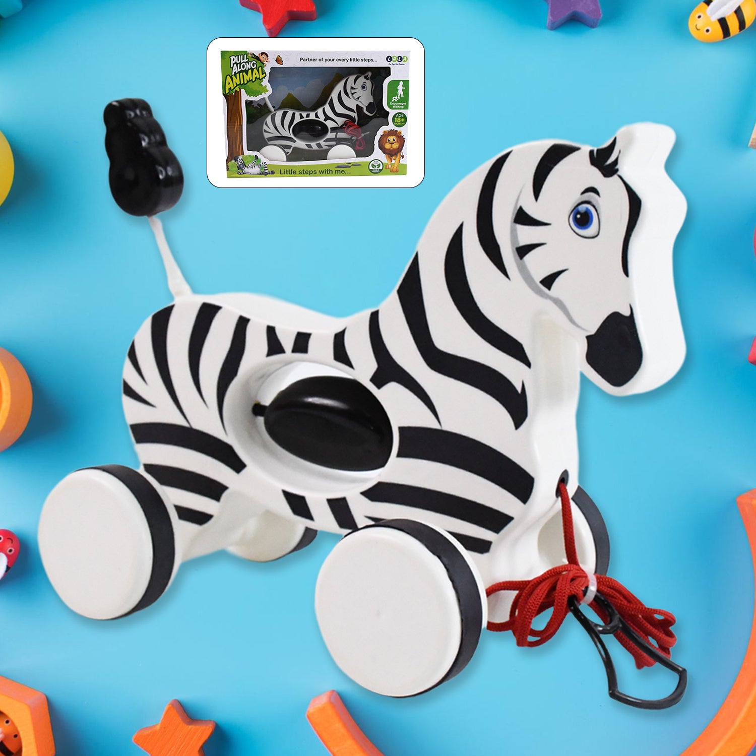 01_f0f7f27a-18c2-49e2-98b6-0367b7369542 Zebra Pull Along Toy Baby Early Walking Pull Toy Rope Toy for Babies Walking Toy - Image 1