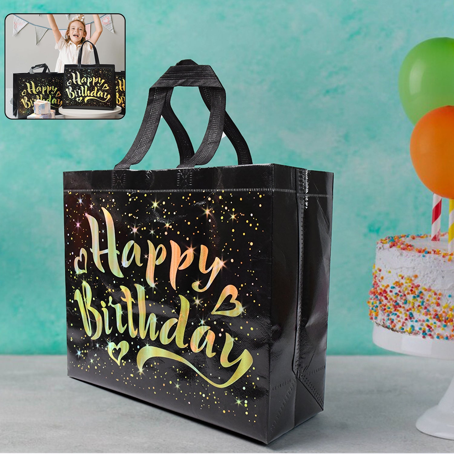 01_fd135f18-356e-43a9-9f97-94c426bb3e59 Birthday Gift Bag with Gold Shiny Stars, Reusable Party Gift Bags (1 Pc) - Image 1