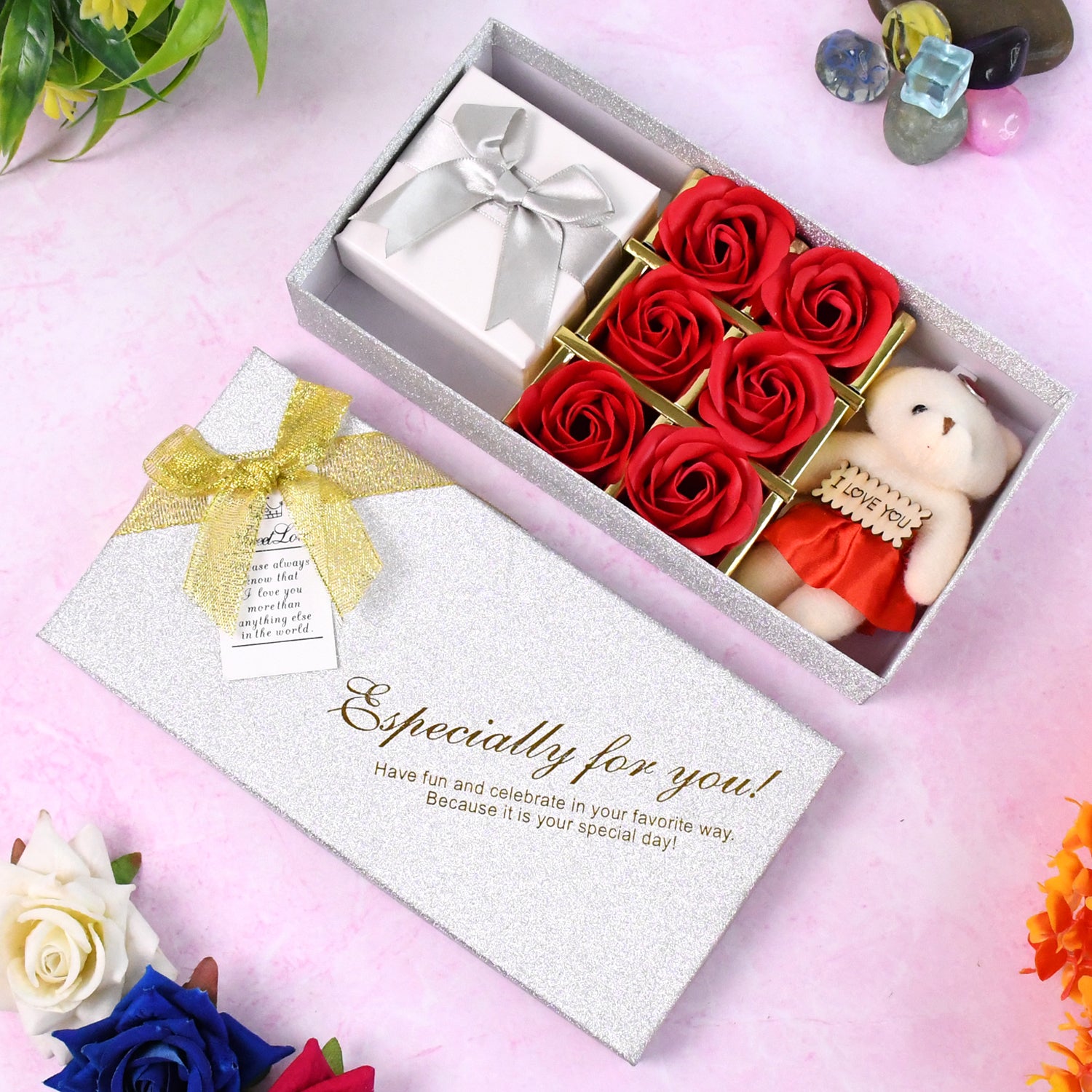 02_0866816c-6d42-42f0-8efa-6249ece41c56 Valentine Day Gift Set Scented Rose Flowers Pack with Teddy - Image 1