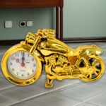 Golden Motorcycle Shape Alarm Clock, Motor Table Clock for Home Decor (1 Pc) - Image 3