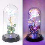 LED Light-Up Eternal Rose with Butterfly in Transparent Dome (1 Pc / Battery not Included) - Image 3