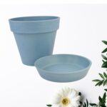 Heavy Plastic Flower pots With Tray (1 Pc) - Image 7