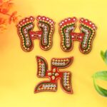 Decorative Laxmi Charan (Pagla) & Swastik Combo Set (3pc Set)