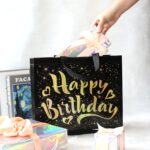 Birthday Gift Bag with Gold Shiny Stars, Reusable Party Gift Bags (1 Pc) - Image 3