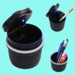 Portable Car Ashtray with Lid and Blue LED Light (1 Pc) - Image 3