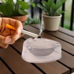Oblivion Transparent White Ashtray with Cigarette Holder Grooves – Modern Smoke Disposal Tray (1 Pc) - Image 3