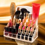 16 Compartment Cosmetic Makeup Jewellery Lipstick Storage Organiser Box, Cosmetic Storage Box Make-up Lipstick Organizer / Lipstick Holder Case  Transparent - Image 6