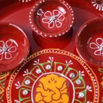 Hand-Painted Decorative Pooja Thali with Ganesha Motif and Diyas - Image 4
