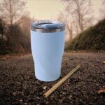 Stainless Steel Insulated Coffee Mug With Wooden Straw (350ml Approx) - Image 6