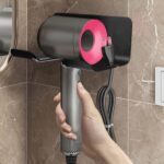 Hair Dryer Holder Wall Mounted Space Plastic Drill Blow Dryer Organizer Rack for Hair Tool Bedroom Bathroom - Image 3